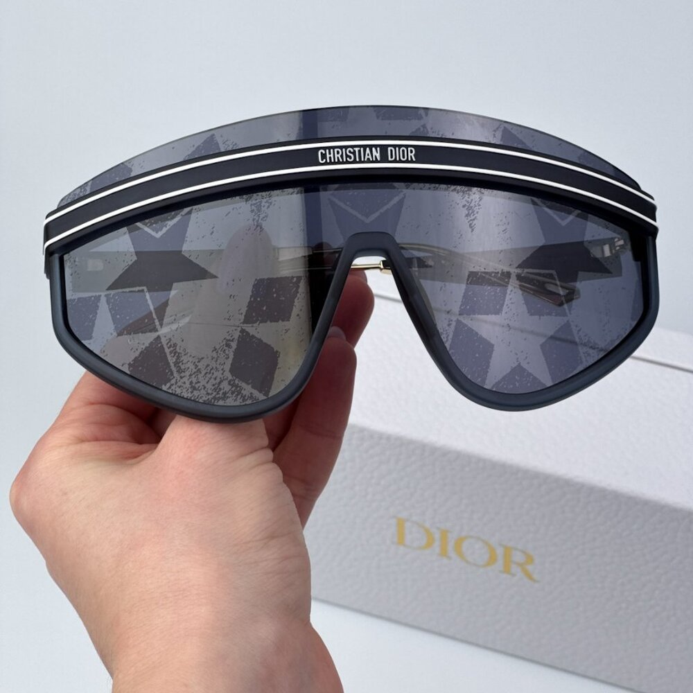Dior Women BRAND NEW Sunglasses Matte Navy Blue Silver Mask DIORCLUB M2U 31B7